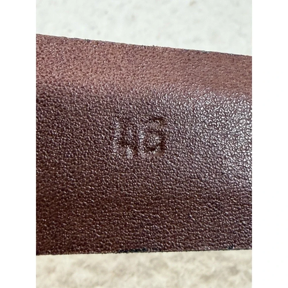 Torino Calfskin Croc Embossed Belt Brown Leather Dress Italian Quiet Luxury 46